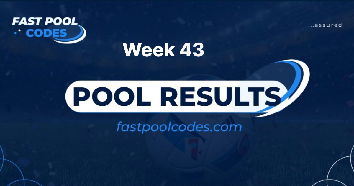 Week 43 Pool results Pool results for the week April 29th, 2023 UK